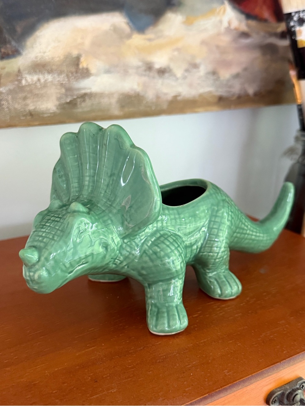 Chive Triceratops Dinosaur Ceramic Planter